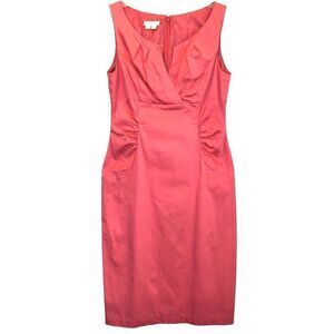 London Times Knee Length Sheath Dress in Coral Pink Women’s 10